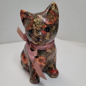 Vintage Floral Cat Figurine